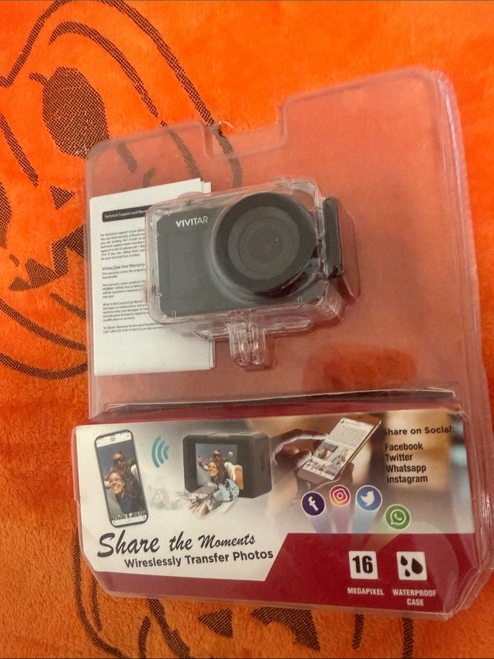 Vivitar 16MP Action Video Camera in Black with Waterproof Case.